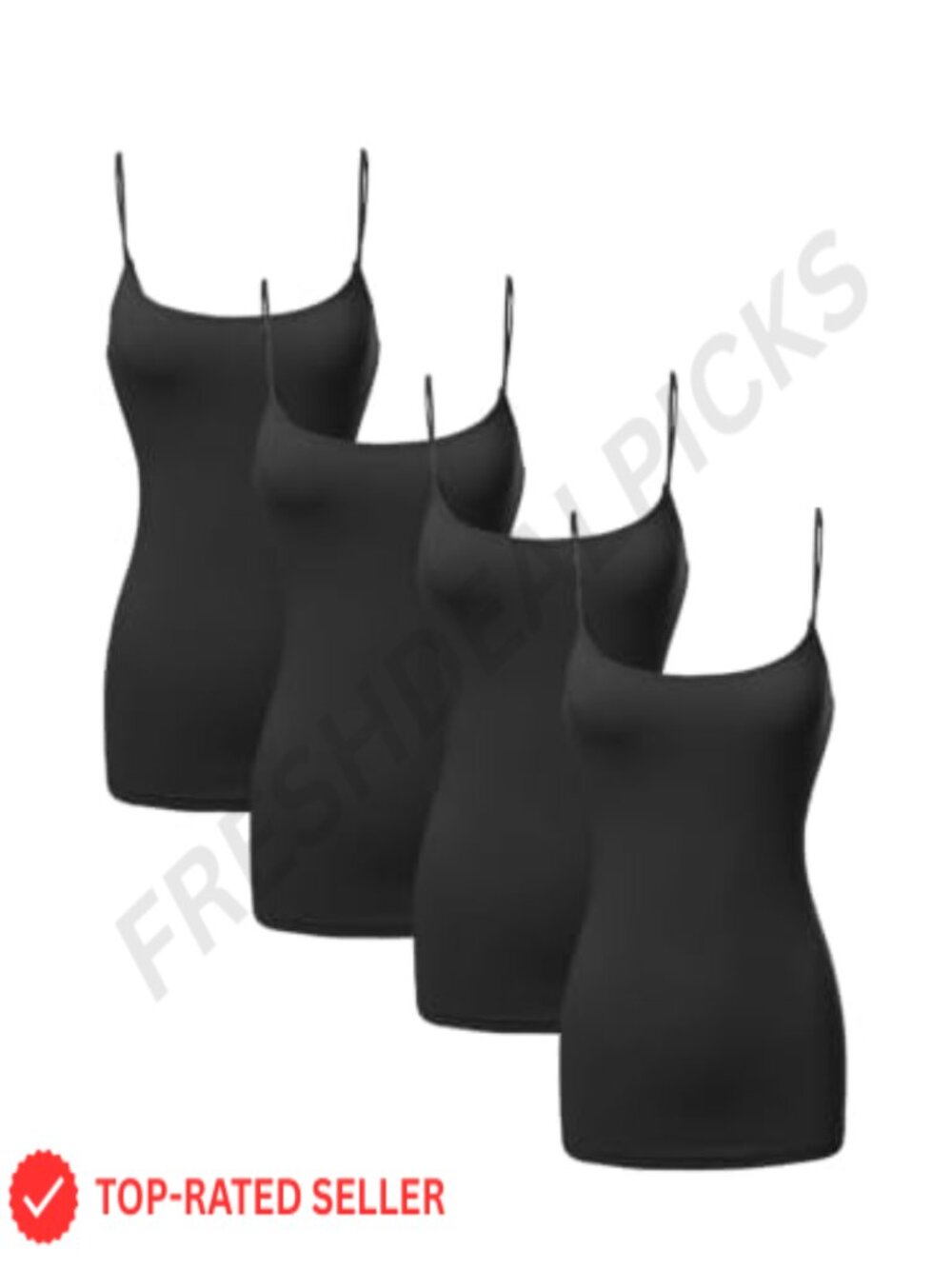 4 Pack Womens Long Cami Tank Tops Adjustable Spaghetti Strap Layering Camisoles